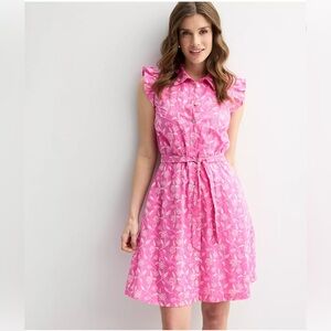 Draper James Pink Floral Ruffle Sleeve Mini Dress